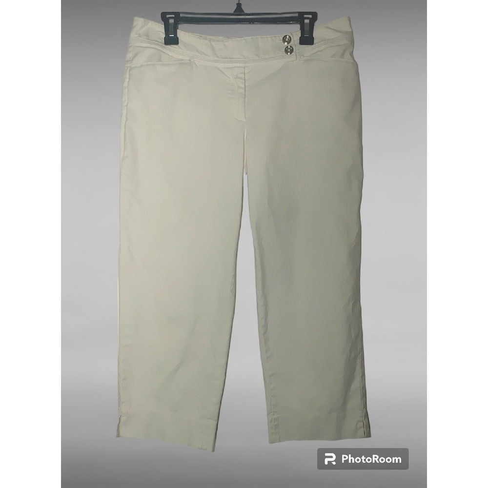 White House Black Market Women's Slim Capri Pants Size 10 Pockets White Stretch